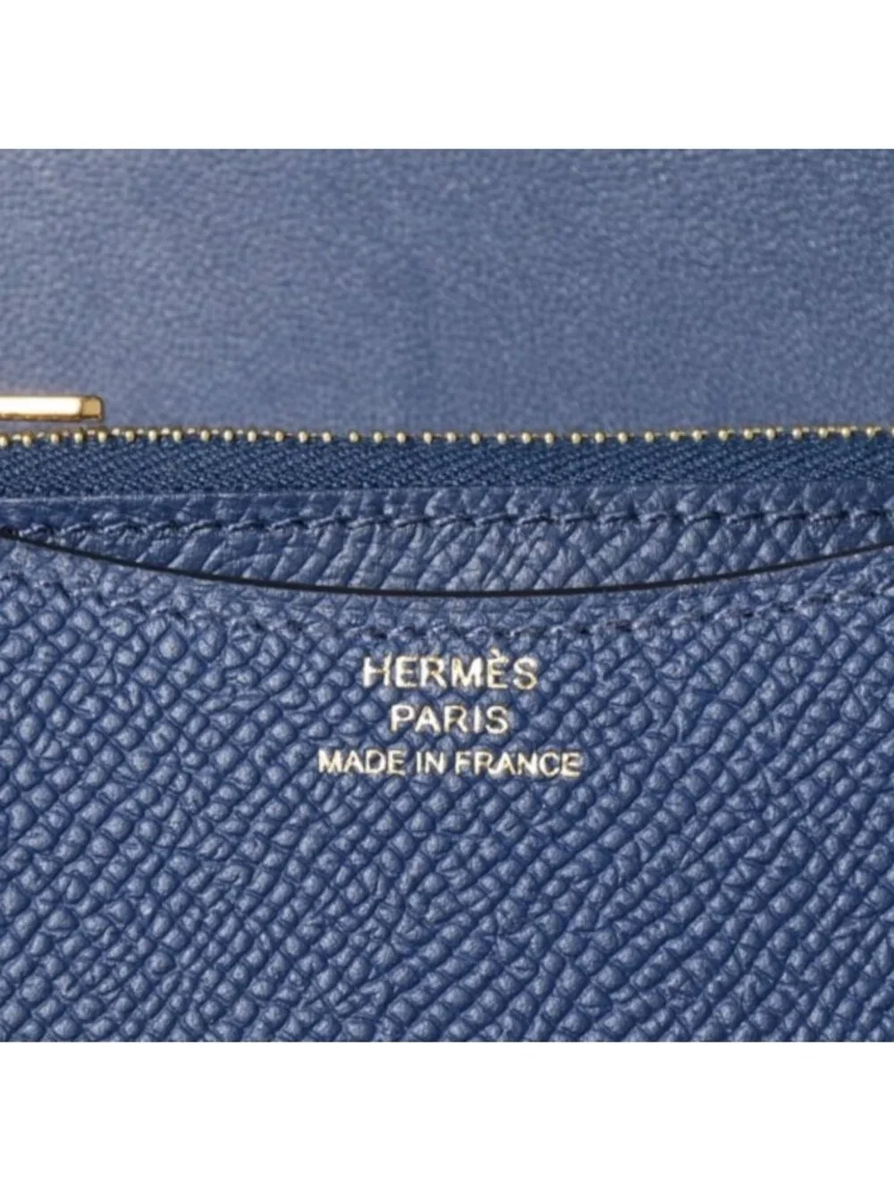 Hermes Constance Slim Bifold Wallet Veau Epsom Navy Pouch Gold